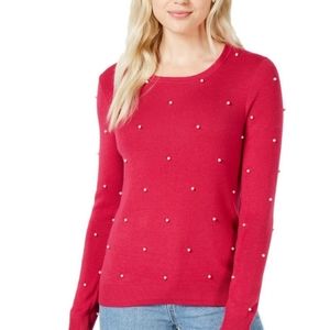 Wool Pearl Embellished Sweater - Maison Jules Nordstrom Magenta Hot Pink